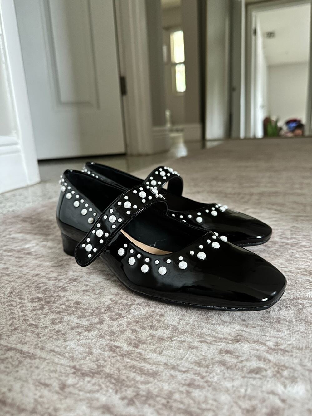 NEW Studded Pearl Patent Mary Jane Pumps Size 6.5 Coquette Poetcore